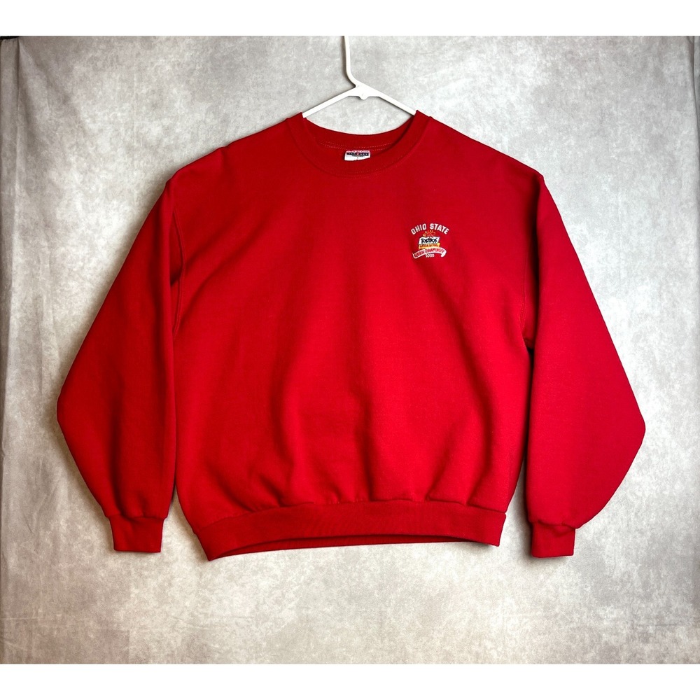 VINTAGE Ohio State Buckeyes National Championships Sweatshirt Mens Large Red Y2K